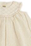 Tiber Taber_Cream Cotton Lurex Woven Striped Shimmery Dress With Bloomer _Online
