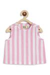 Tiber Taber_Pink 100% Cotton Woven Striped Little Champ Jhabla Set _at_Aza_Fashions