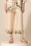 Sakshi Girri_Ivory Dupion Silk Printed Botanical Kaftan Pattern Short And Pant Set  _at_Aza_Fashions