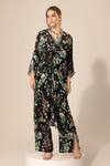 Buy_Sakshi Girri_Black Crepe Printed Botanical V Neck Kaftan And Pant Set  _at_Aza_Fashions