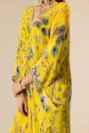 Shop_Sakshi Girri_Yellow Crepe Printed Botanical V Neck Pattern Kaftan And Pant Set _Online_at_Aza_Fashions