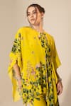 Shop_Sakshi Girri_Yellow Crepe Printed Botanical Round Pattern Cape And Sharara Set _Online_at_Aza_Fashions