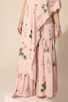 Shop_Sakshi Girri_Pink Double Georgette Printed Botanical One Tunic And Sharara Set  _Online_at_Aza_Fashions