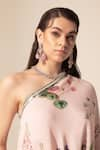 Sakshi Girri_Pink Double Georgette Printed Botanical One Tunic And Sharara Set  _at_Aza_Fashions