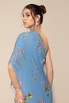 Buy_Sakshi Girri_Blue Double Georgette Printed Botanical Pattern Tunic And Sharara Set  