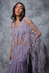 Buy_Saaj by Ankita_Purple Silk Chiffon Mermaid Cut Layered Lehenga Saree With Blouse _Online_at_Aza_Fashions