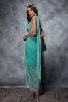 Shop_Saaj by Ankita_Green Glitter Jersey Embellished Thread Draped Corset Saree Gown _at_Aza_Fashions
