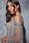 Buy_Saaj by Ankita_Grey Crinkled Sequin Heavy Georgette Embroidered Mermaid Lehenga Set _Online_at_Aza_Fashions