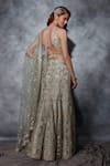 Shop_Saaj by Ankita_Green Tulle Embroidered Zari V Neck Mermaid Cut Lehenga Set _at_Aza_Fashions