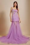 Buy_Masumi Mewawalla_Purple Net, Linen Embroidery Bandeau Neck Hand Strapless Gown _Online_at_Aza_Fashions