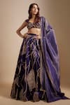 Buy_Masumi Mewawalla_Purple Mashroo Hand Embroidered Badla Sweetheart Geometric Lehenga Set _Online_at_Aza_Fashions