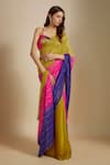 Buy_Masumi Mewawalla_Yellow Gajji Hand Embroidered Sweetheart Ombre Saree With Blouse  _at_Aza_Fashions