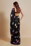 Shop_Masumi Mewawalla_Black Natural Crepe Tie Dye Shibori Pre-draped Saree With Blouse  _at_Aza_Fashions