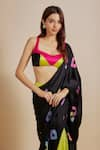 Masumi Mewawalla_Black Natural Crepe Tie Dye Shibori Pre-draped Saree With Blouse  _Online_at_Aza_Fashions