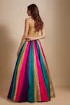Shop_Masumi Mewawalla_Multi Color Mashroo Embroidered Badla Block Skirt With Bow Blouse _at_Aza_Fashions