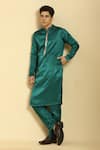 Buy_Masumi Mewawalla_Green Mashroo Hand Embroidered Sequins Placket Kurta And Pant Set  _at_Aza_Fashions