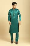 Masumi Mewawalla_Green Mashroo Hand Embroidered Sequins Placket Kurta And Pant Set  _Online_at_Aza_Fashions