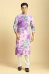 Shop_Masumi Mewawalla_Purple Natural Crepe Tie Dye And Kurta With Silk Pant  _at_Aza_Fashions