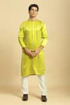 Buy_Masumi Mewawalla_Green Mashroo Hand Embroidered Beads Neon Kurta Set  _at_Aza_Fashions