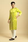 Masumi Mewawalla_Green Mashroo Hand Embroidered Beads Neon Kurta Set  _Online_at_Aza_Fashions