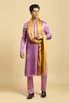 Buy_Masumi Mewawalla_Purple Mashroo Solid Kurta Set With Ombre Dupatta  _at_Aza_Fashions