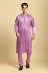 Masumi Mewawalla_Purple Mashroo Solid Kurta Set With Ombre Dupatta  _Online_at_Aza_Fashions