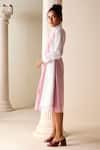 Buy_Savaaya_Pink Linen Blend Embroidered Crochet Collar Color Blocked Dress  _Online_at_Aza_Fashions