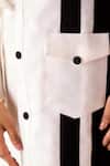 Shop_Savaaya_White Linen Blend Solid Collar Color Blocked Pattern Dress _Online_at_Aza_Fashions