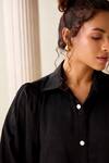 Buy_Savaaya_Black Linen Blend Embroidered Thread Collar Top And Pant Set 