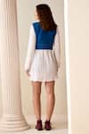 Shop_Savaaya_Blue Linen Blend Embroidered Thread Vest V Neck With Dress _at_Aza_Fashions