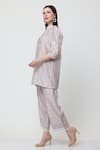 Shop_Midori By Sgv_Purple Cotton, Silk, Chanderi Bella Floral Cutwork Sleeve Short Kurta With Pant _Online_at_Aza_Fashions