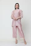 Buy_Midori By Sgv_Pink Chanderi, Cotton Cut Work, Pearls Bella Embellished Short Kurta With Pant _Online_at_Aza_Fashions