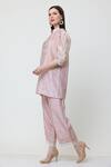 Shop_Midori By Sgv_Pink Chanderi, Cotton Cut Work, Pearls Bella Embellished Short Kurta With Pant _Online_at_Aza_Fashions