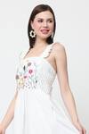 Midori By Sgv_White Cotton Embroidered Thread Square Gulnar Dress  _Online_at_Aza_Fashions