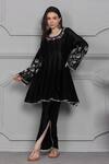 Buy Midori By Sgv Black Chanderi, Cotton Pearls, Zari, Kali Lotus Anarkali With Petal Pant at Aza Fashions Buy_Midori By Sgv_Black Chanderi, Cotton Pearls, Zari, Kali Lotus Anarkali With Petal Pant _at_Aza_Fashions