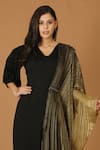MIDORI BY SGV_Green Imported Crepe V Neck Pleated Draped Jumpsuit  _Online_at_Aza_Fashions