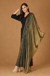 Buy_MIDORI BY SGV_Green Imported Crepe V Neck Pleated Draped Jumpsuit  _Online_at_Aza_Fashions