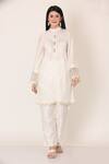 Buy_Midori By Sgv_White Chanderi, Cotton Pearls, Sequins Silk Embroidered Tunic And Pant Set _at_Aza_Fashions