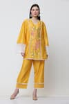 Buy_MIDORI BY SGV_Yellow Cotton Silk Chanderi Dahila Embroidered Kurta With Pant  _Online_at_Aza_Fashions