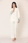 Buy_MIDORI BY SGV_White Imported Crepe Embroidered Sequin Lapel Collar Blazer And Pant Set  _at_Aza_Fashions