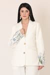 MIDORI BY SGV_White Imported Crepe Embroidered Sequin Lapel Collar Blazer And Pant Set  _Online_at_Aza_Fashions