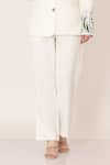 Buy_MIDORI BY SGV_White Imported Crepe Embroidered Sequin Lapel Collar Blazer And Pant Set  _Online_at_Aza_Fashions