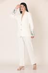 Shop_MIDORI BY SGV_White Imported Crepe Embroidered Sequin Lapel Collar Blazer And Pant Set  _Online_at_Aza_Fashions