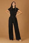 Buy_MIDORI BY SGV_Black Imported Crepe Round Lace Patch Elasticated Waist Jumpsuit  _at_Aza_Fashions