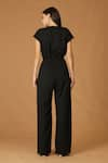 Shop_MIDORI BY SGV_Black Imported Crepe Round Lace Patch Elasticated Waist Jumpsuit  _at_Aza_Fashions