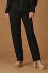 Buy_MIDORI BY SGV_Black Imported Crepe Embroidered Dragonfly V Neck Top Pant Set  _Online_at_Aza_Fashions