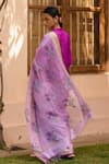 Shop_Surmaye_Pink Handwoven Mulberry Silk Floral Reflections Jamdani Motif Saree _at_Aza_Fashions