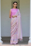 Buy_Surmaye_Multi Color Handwoven Mulberry Silk Modal Zen Cocoon Pattern Saree _at_Aza_Fashions