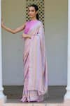 Surmaye_Multi Color Handwoven Mulberry Silk Modal Zen Cocoon Pattern Saree _Online_at_Aza_Fashions