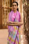 Shop_Surmaye_Multi Color Handwoven Mulberry Silk Echoes Of Dawn Pattern Saree  _Online_at_Aza_Fashions